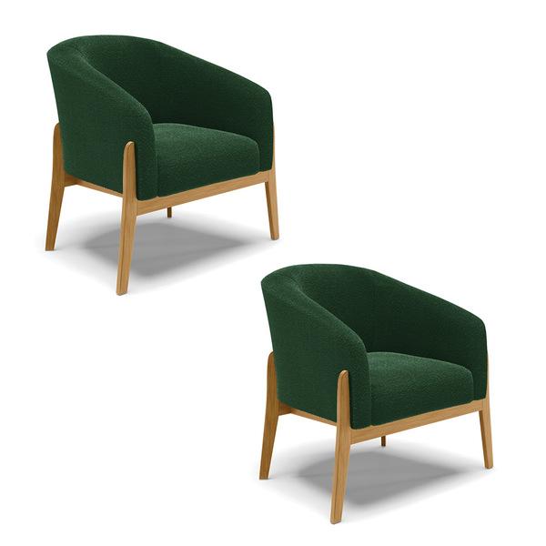 Cadeira Sala De Jantar Base De Madeira Kit 2 Stella Bouclê D0