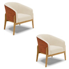 Cadeira Sala De Jantar Base De Madeira Kit 2 Stella Noz/linho