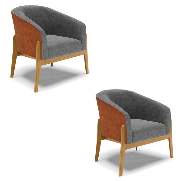 Cadeira Sala De Jantar Base De Madeira Kit 2 Stella Noz/linho