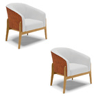 Cadeira Sala De Jantar Base De Madeira Kit 2 Stella Noz/linho