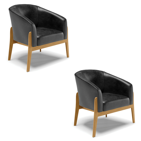 Cadeira Sala De Jantar Base De Madeira Kit 2 Stella Sintético