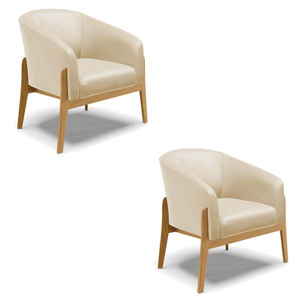 Cadeira Sala De Jantar Base De Madeira Kit 2 Stella Sintético