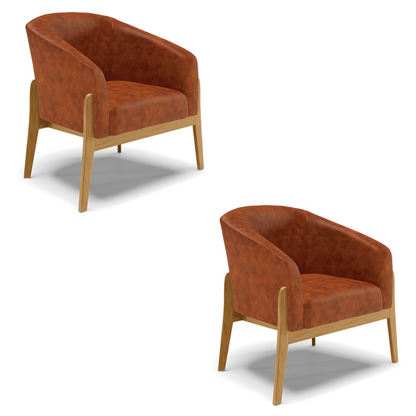 Cadeira Sala De Jantar Base De Madeira Kit 2 Stella Sintético