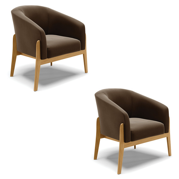 Cadeira Sala De Jantar Base De Madeira Kit 2 Stella Suede D03