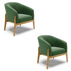 Cadeira Sala De Jantar Base De Madeira Kit 2 Stella Suede D03