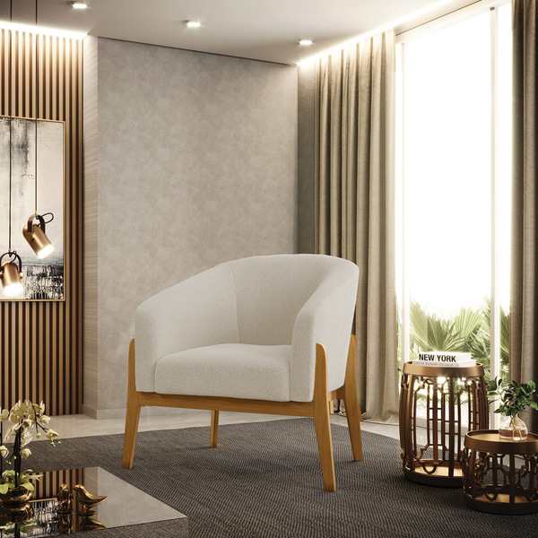 Cadeira Sala De Jantar Base De Madeira Stella Bouclê D03 - D'