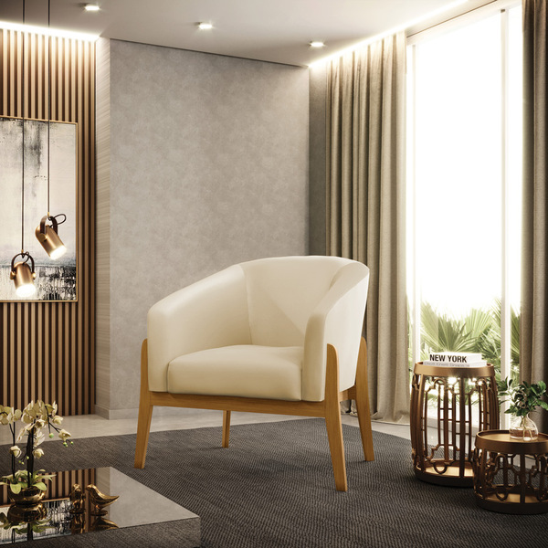 Cadeira Sala De Jantar Base De Madeira Stella Sintético D03 -