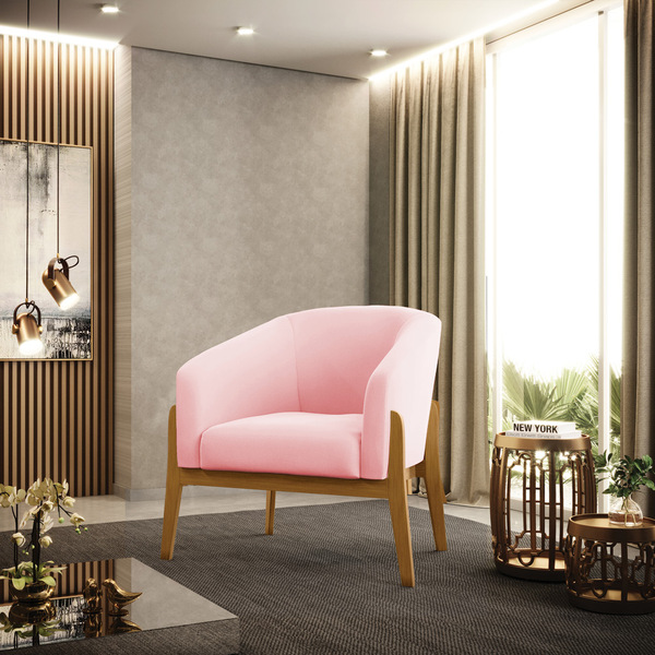 Cadeira Sala De Jantar Base De Madeira Stella Suede D03 - D'r