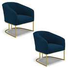 Cadeira Sala De Jantar Base Industrial Dourada Kit 2 Stella B