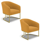 Cadeira Sala De Jantar Base Industrial Dourada Kit 2 Stella B