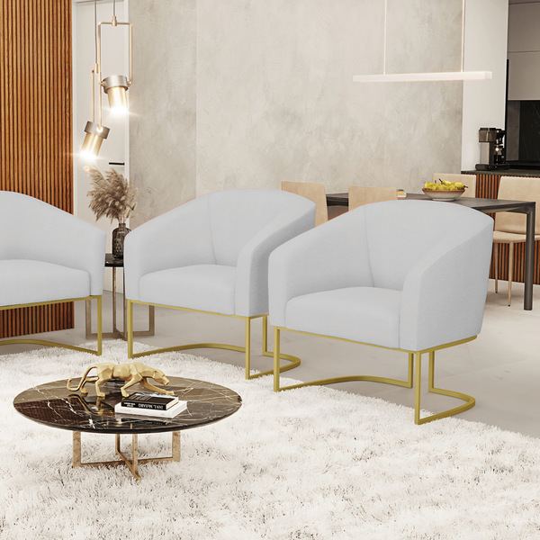 Cadeira Sala De Jantar Base Industrial Dourado Kit 2 Stella L