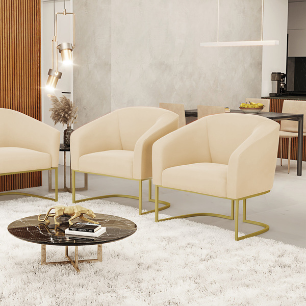 Cadeira Sala De Jantar Base Industrial Dourado Kit 2 Stella S