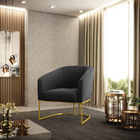 Cadeira Sala De Jantar Base Industrial Dourado Stella Suede D