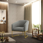 Cadeira Sala De Jantar Base Industrial Dourado Stella Suede D