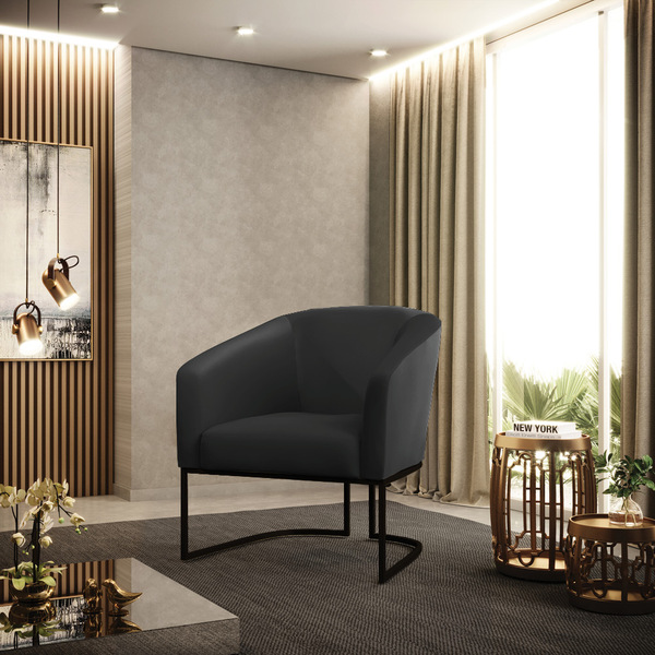 Cadeira Sala De Jantar Base Industrial Preto Stella Sintético