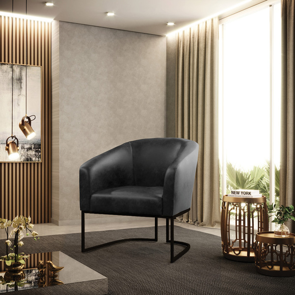 Cadeira Sala De Jantar Base Industrial Preto Stella Sintético