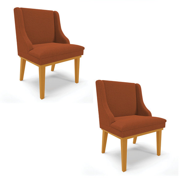 Cadeira Sala De Jantar Base Madeira Castanho Kit 2 Liz Bouclê