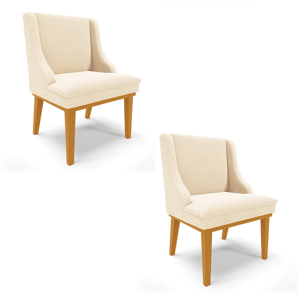 Cadeira Sala De Jantar Base Madeira Castanho Kit 2 Liz Bouclê