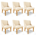 Cadeira Sala De Jantar Base Madeira Castanho Kit 6 Liz Bouclê