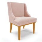Cadeira Sala De Jantar Base Madeira Castanho Liz Bouclê Rosê