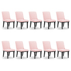 Cadeira Sala De Jantar Base Madeira Preto Kit 10 Sofia Suede