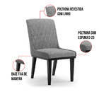 Cadeira Sala De Jantar Base Madeira Preto Kit 2 Sofia Linho G