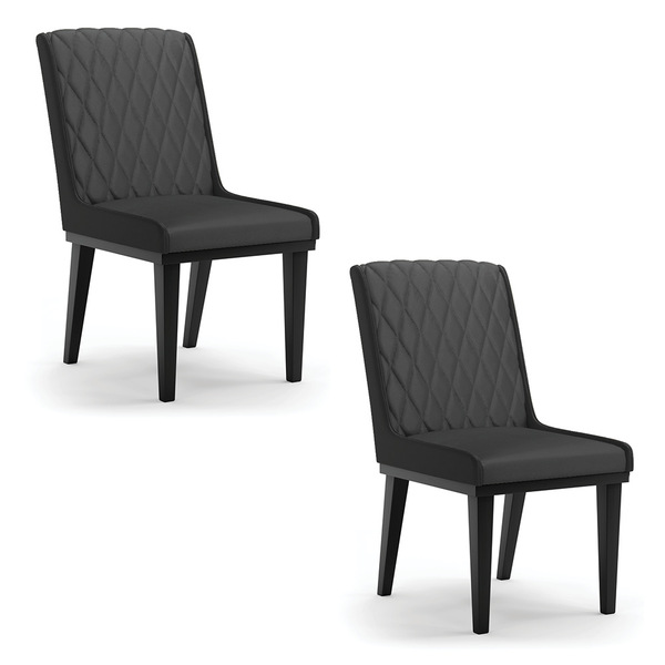 Cadeira Sala De Jantar Base Madeira Preto Kit 2 Sofia Sintéti