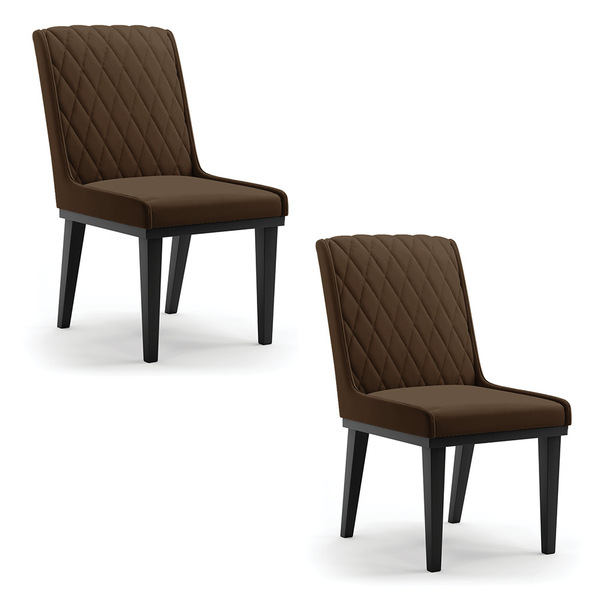 Cadeira Sala De Jantar Base Madeira Preto Kit 2 Sofia Suede D
