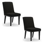 Cadeira Sala De Jantar Base Madeira Preto Kit 2 Sofia Suede D