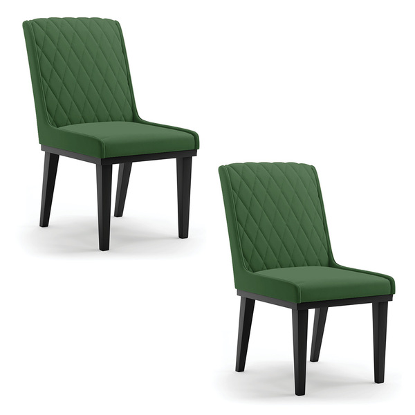 Cadeira Sala De Jantar Base Madeira Preto Kit 2 Sofia Suede D
