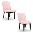 Cadeira Sala De Jantar Base Madeira Preto Kit 2 Sofia Suede D