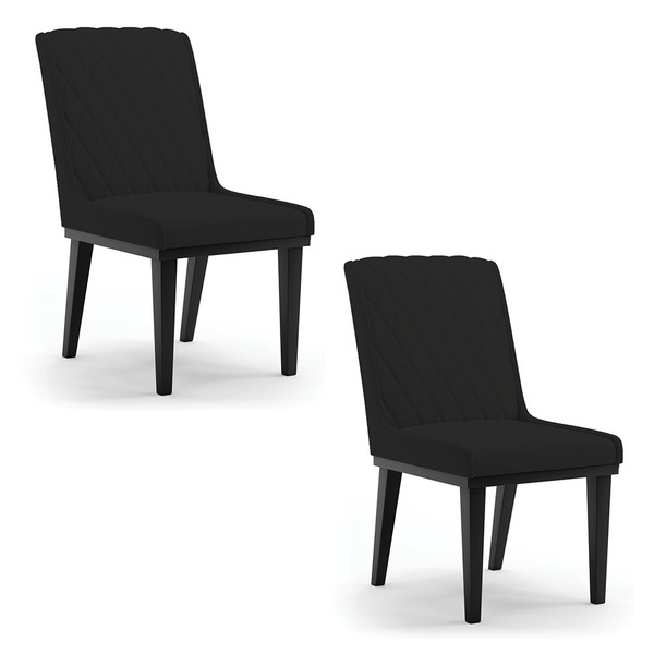 Cadeira Sala De Jantar Base Madeira Preto Kit 2 Sofia Veludo