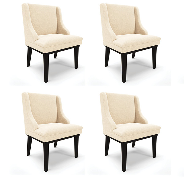 Cadeira Sala De Jantar Base Madeira Preto Kit 4 Liz Bouclê Be