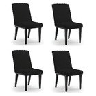 Cadeira Sala De Jantar Base Madeira Preto Kit 4 Sofia Linho D