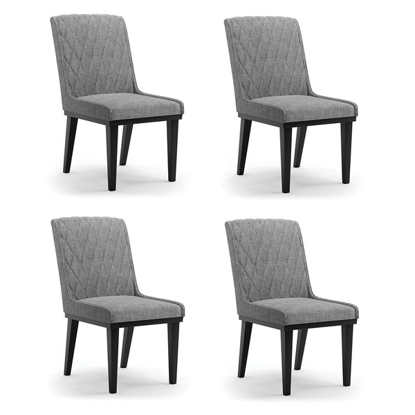 Cadeira Sala De Jantar Base Madeira Preto Kit 4 Sofia Linho D