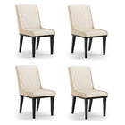 Cadeira Sala De Jantar Base Madeira Preto Kit 4 Sofia Sintéti