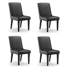 Cadeira Sala De Jantar Base Madeira Preto Kit 4 Sofia Sintéti