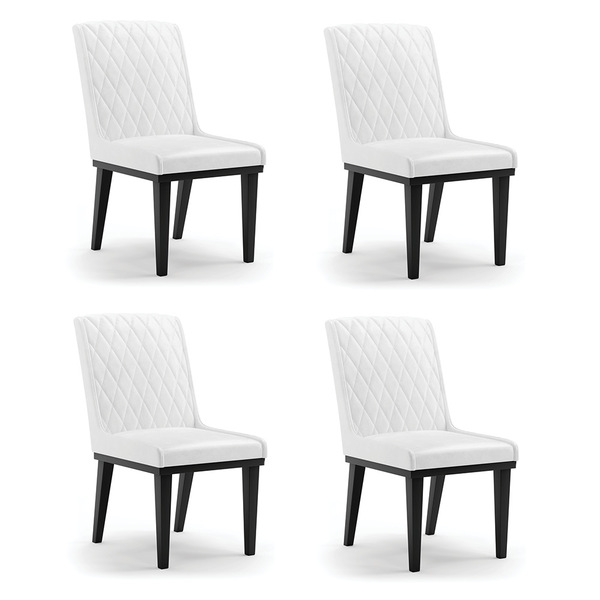 Cadeira Sala De Jantar Base Madeira Preto Kit 4 Sofia Sintéti