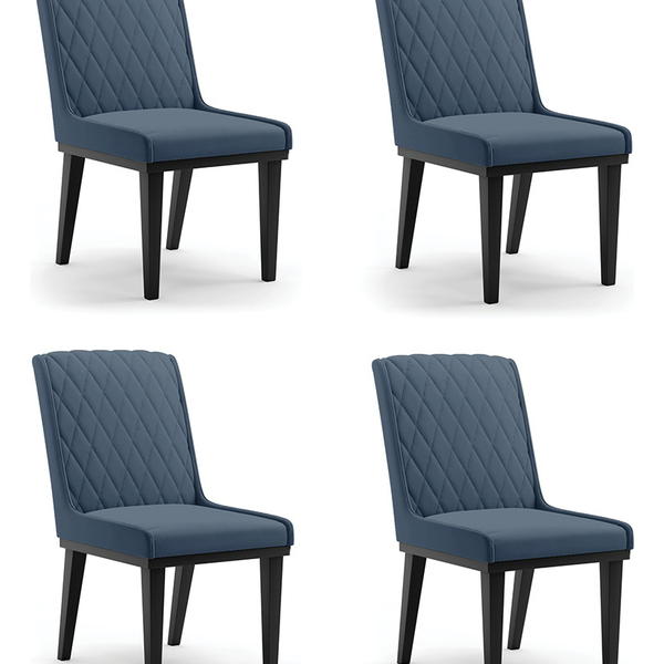 Cadeira Sala De Jantar Base Madeira Preto Kit 4 Sofia Suede A