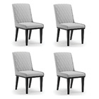 Cadeira Sala De Jantar Base Madeira Preto Kit 4 Sofia Suede D