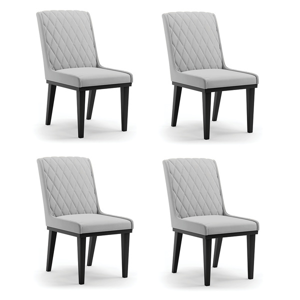 Cadeira Sala De Jantar Base Madeira Preto Kit 4 Sofia Suede D