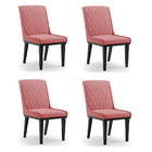 Cadeira Sala De Jantar Base Madeira Preto Kit 4 Sofia Suede D