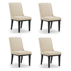 Cadeira Sala De Jantar Base Madeira Preto Kit 4 Sofia Suede D