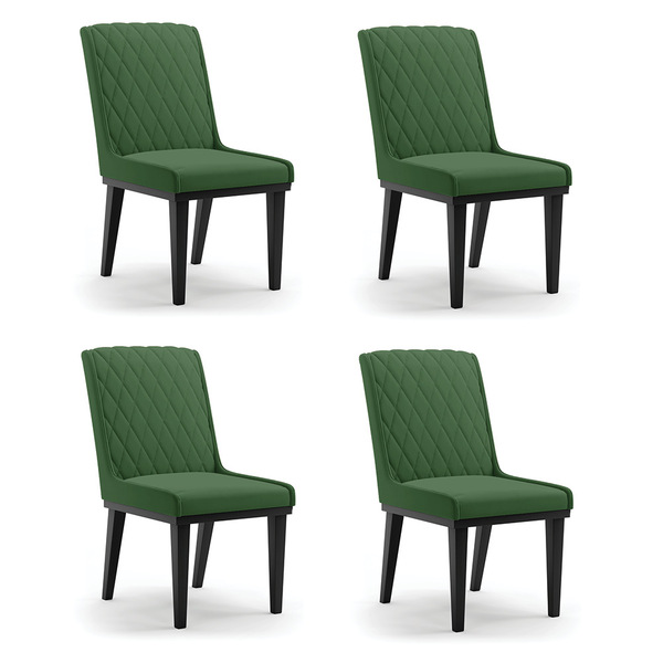 Cadeira Sala De Jantar Base Madeira Preto Kit 4 Sofia Suede D