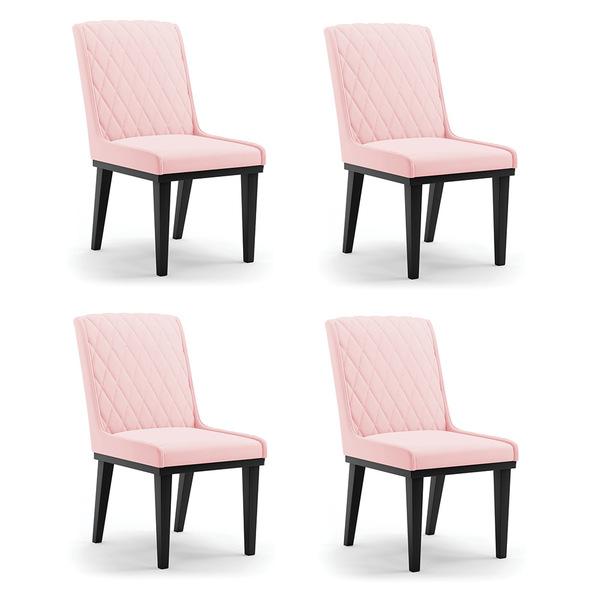 Cadeira Sala De Jantar Base Madeira Preto Kit 4 Sofia Suede R