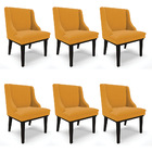 Cadeira Sala De Jantar Base Madeira Preto Kit 6 Liz Bouclê D0