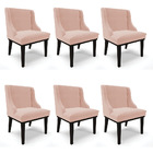 Cadeira Sala De Jantar Base Madeira Preto Kit 6 Sofia Veludo