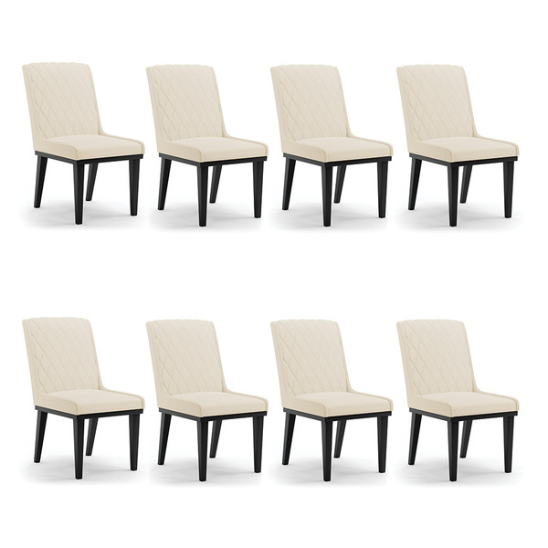 Cadeira Sala De Jantar Base Madeira Preto Kit 8 Sofia Linho D