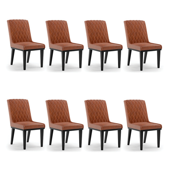 Cadeira Sala De Jantar Base Madeira Preto Kit 8 Sofia Sintéti