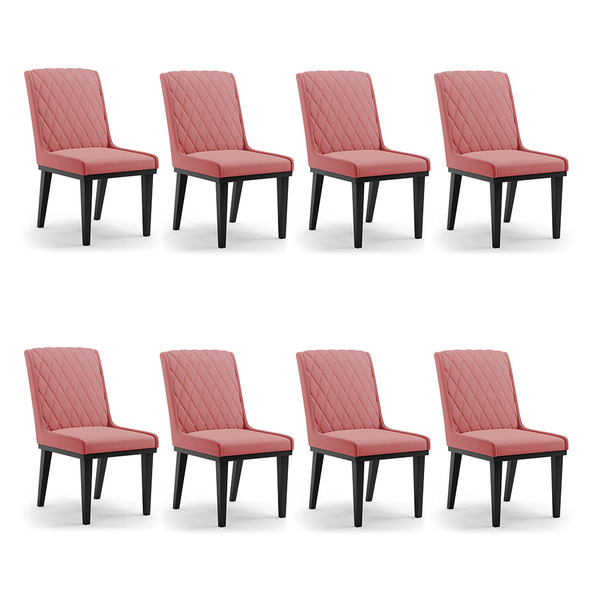 Cadeira Sala De Jantar Base Madeira Preto Kit 8 Sofia Suede R